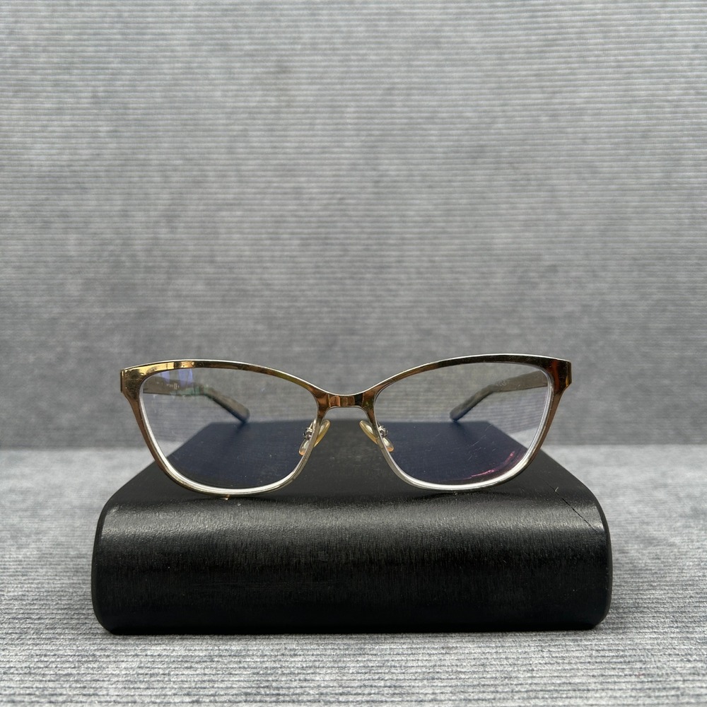 Jimmy Choo JC106 Gold Brown Cat Eye Y2k Eyeglasses Frames 54-15-135 Italy